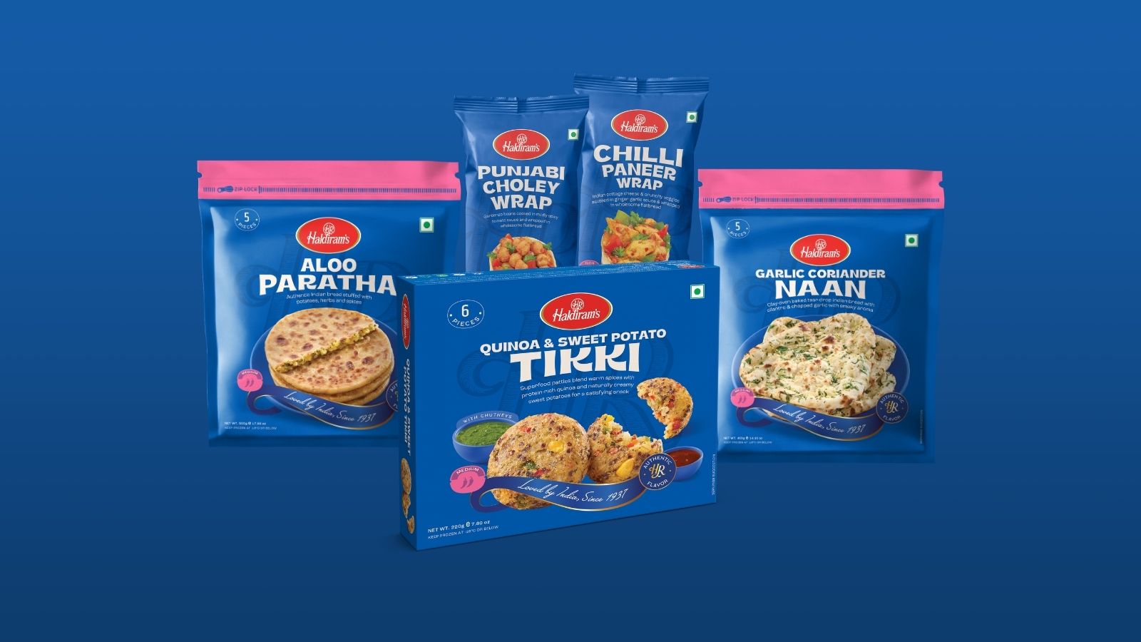 Haldiram's US retail packaging by Logic Agency